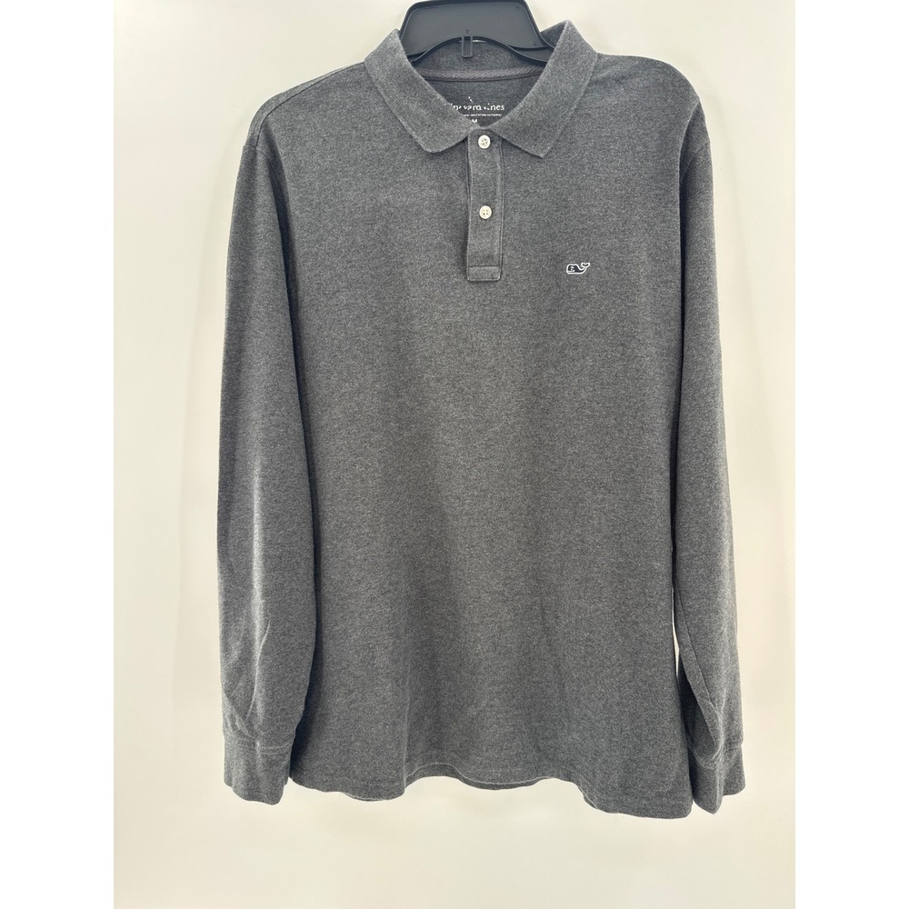 Vineyard‎ Vines Long Sleeve Polo Shirt Gray Whale Logo Men's Medium